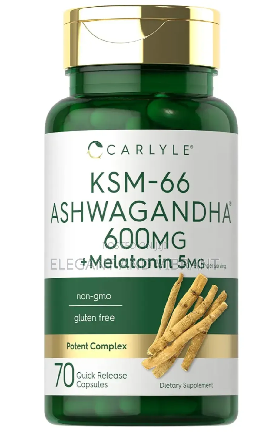 KSM-66 Ashwagandha Capsules 600mg | 70 Count | With Melatonin 5mg