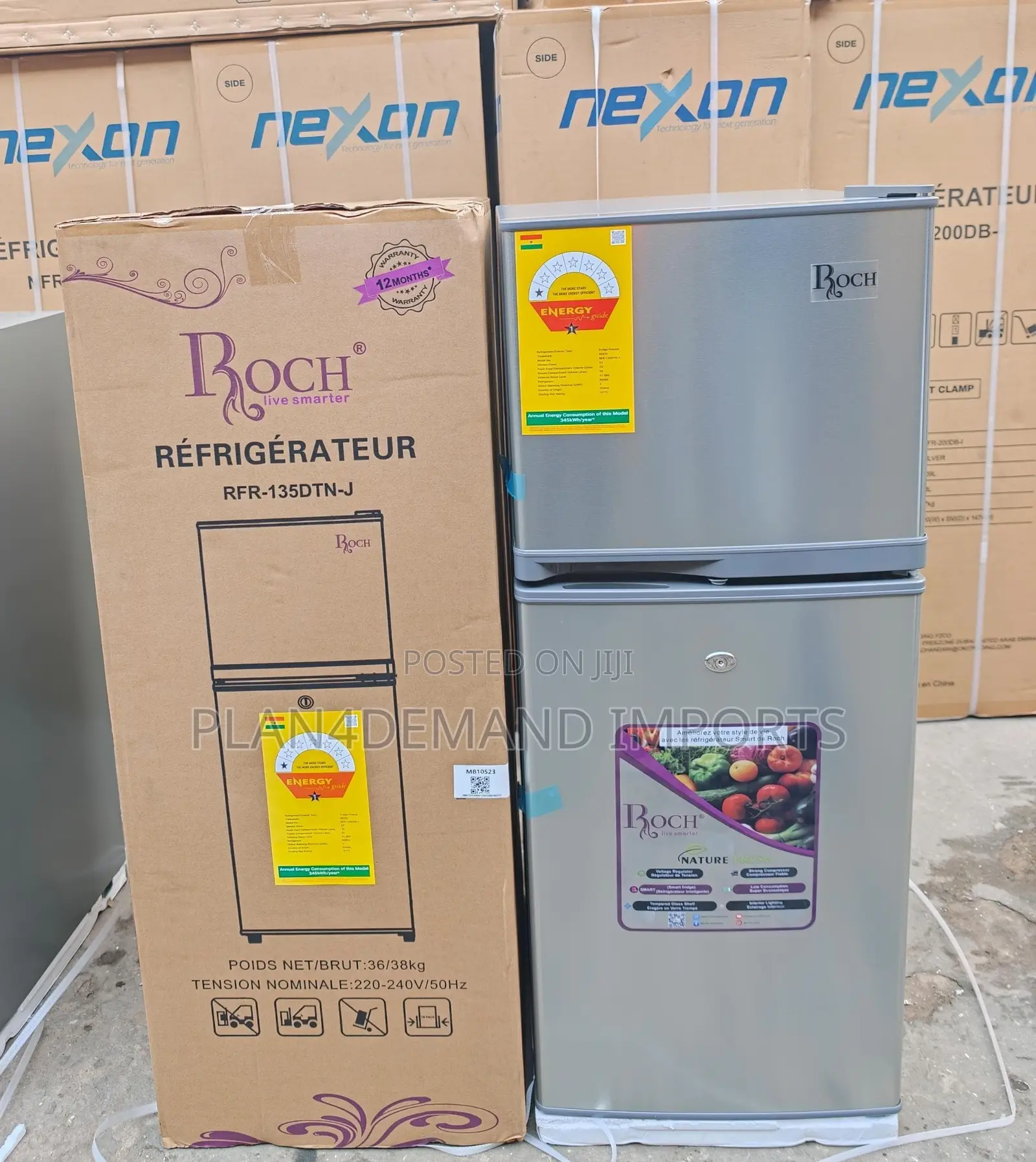 ROCH Double-Door Refrigerator – Model RFR-135DTN-J