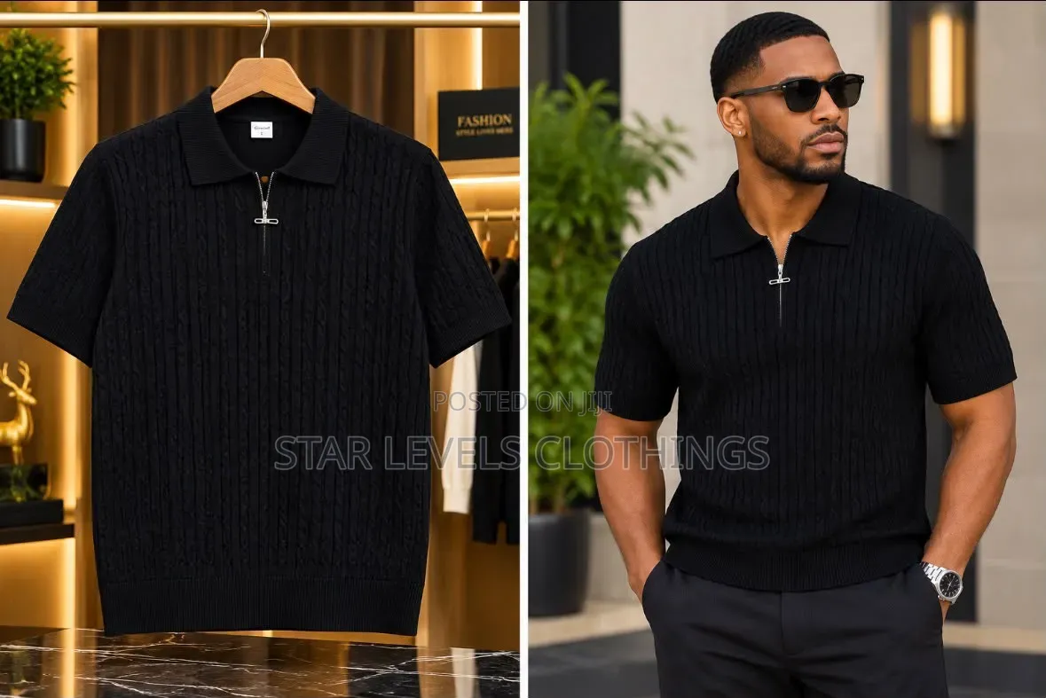 All Black Knitted Club T Shirts Available for Men