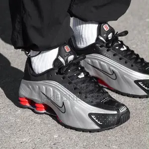 Affordable Sneakers – Nike Shox R4 – Black/Silver/Red | Unisex