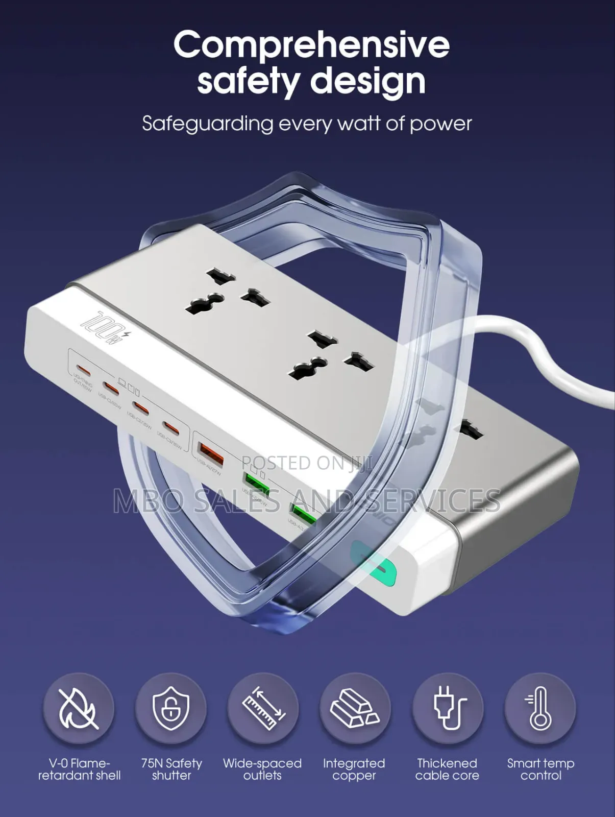 100W Nitride Gallium Nitride Desktop Power Strip SC3