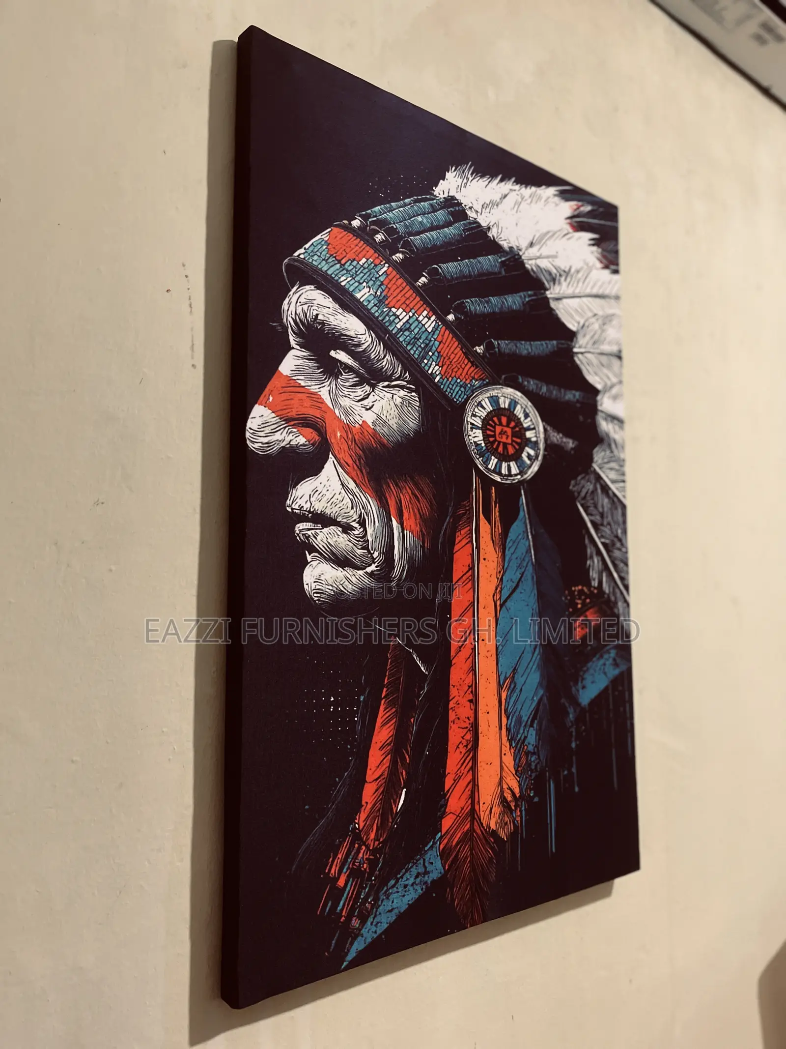 The Real Canvas Print Vibrant Art Portrait of a Native American Chief