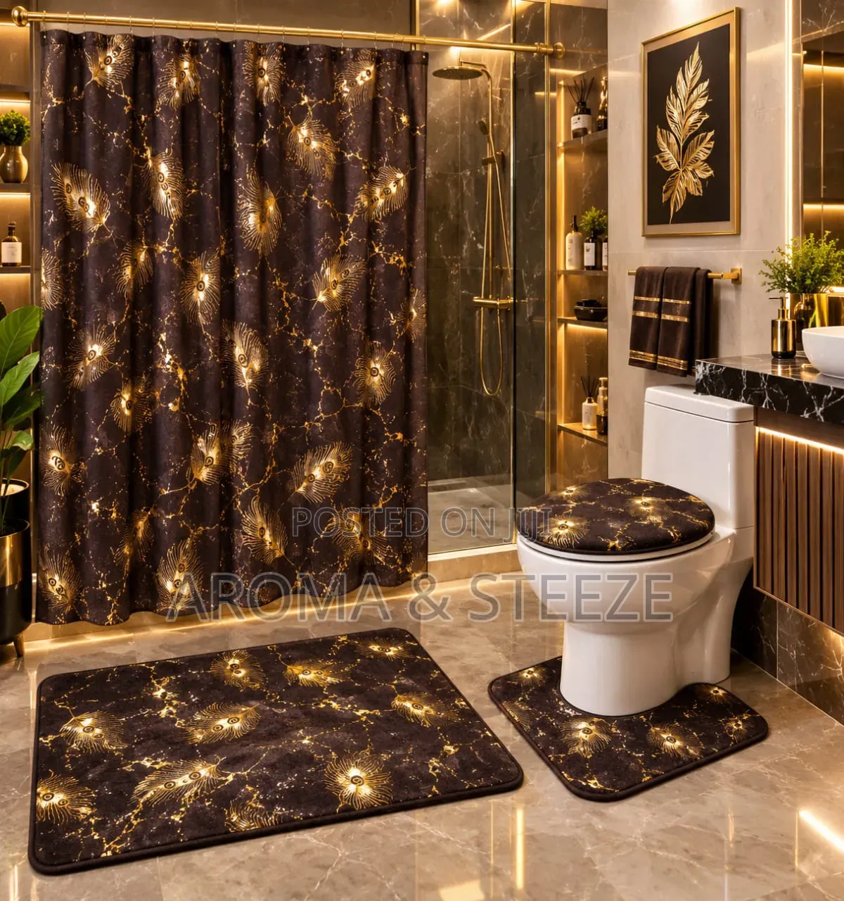4 in 1 Bathroom Mat Set Anti Slip Mat