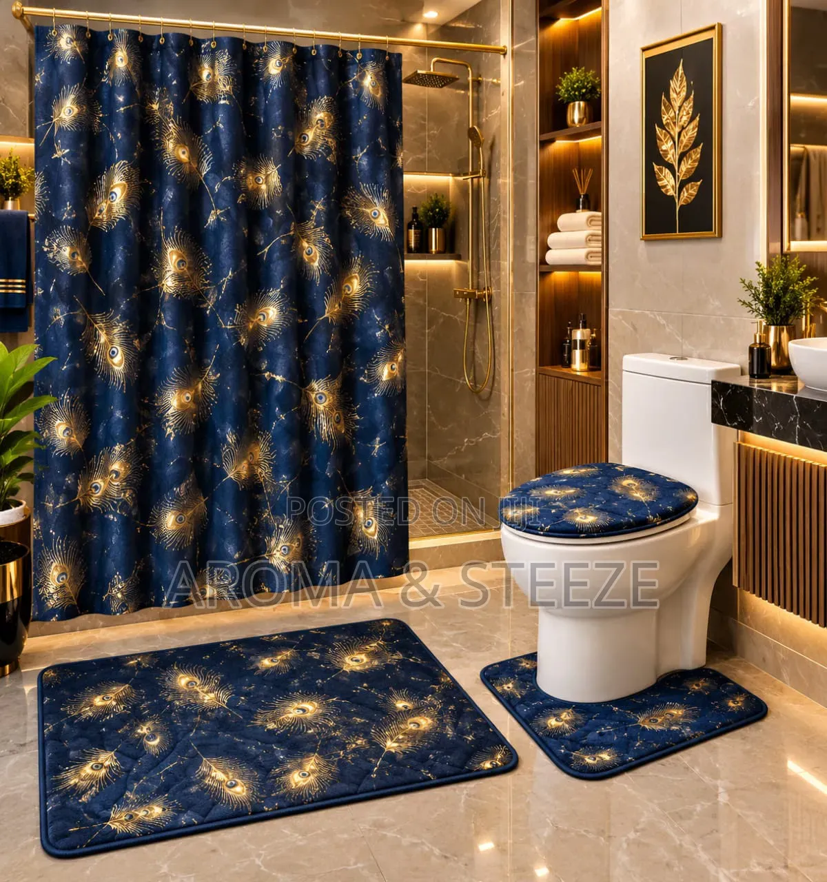4 in 1 Bathroom Mat Set Anti Slip Mat