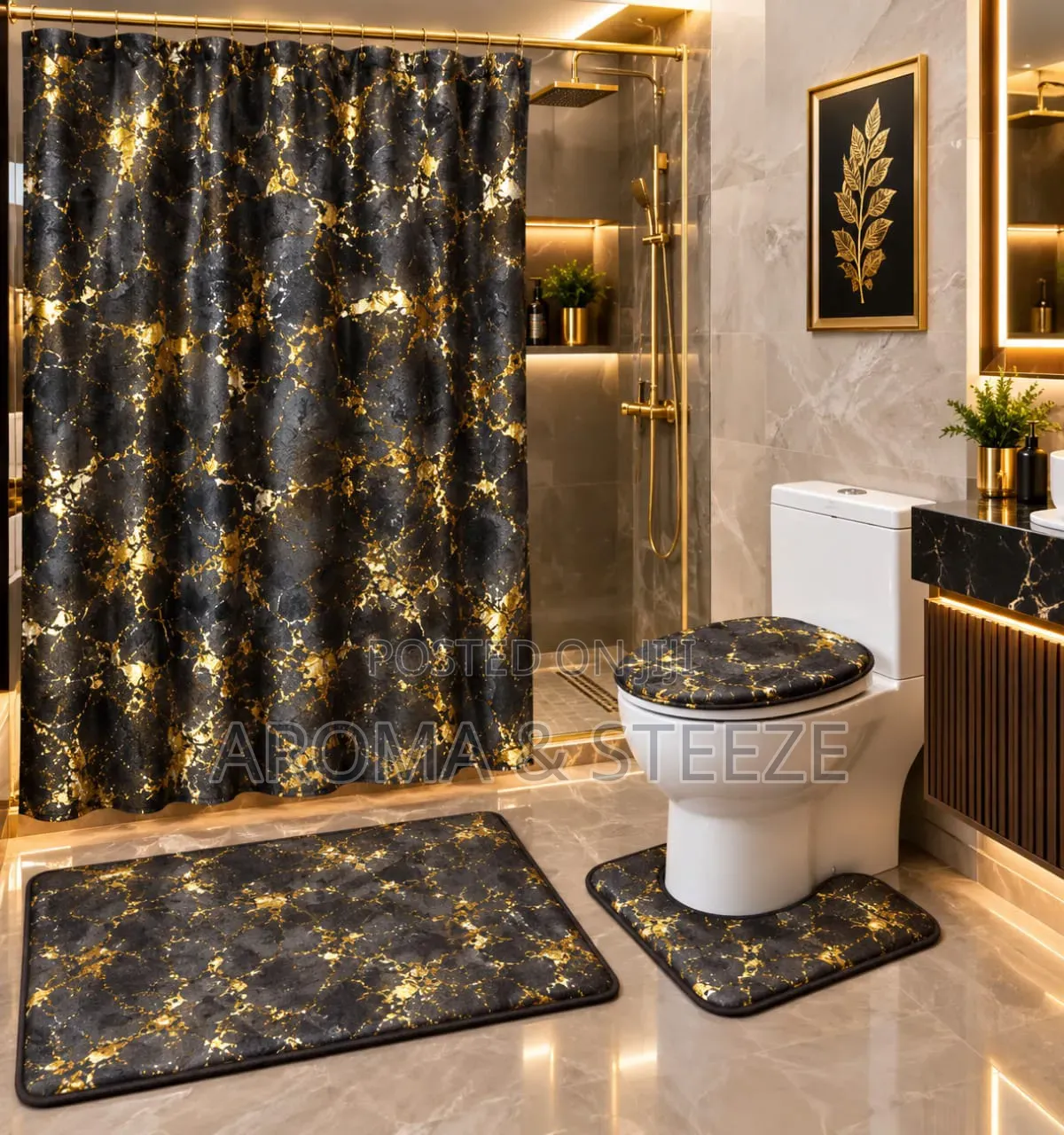 4 in 1 Bathroom Mat Set Anti Slip Mat