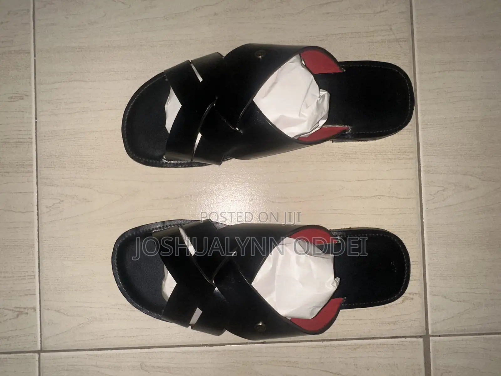 Black Double Cross Sandals for Men