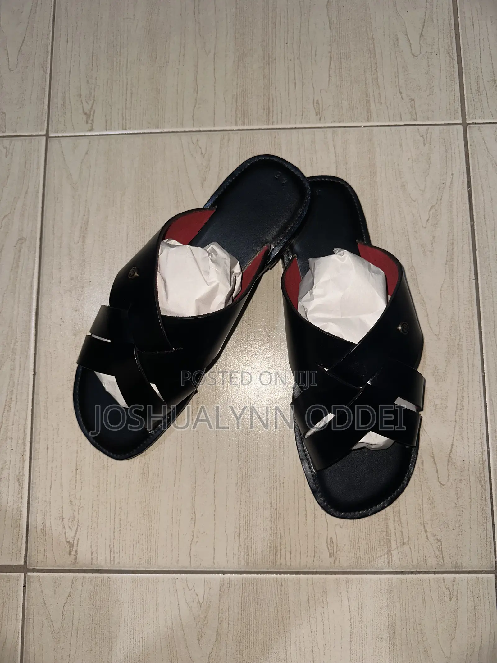 Black Double Cross Sandals for Men