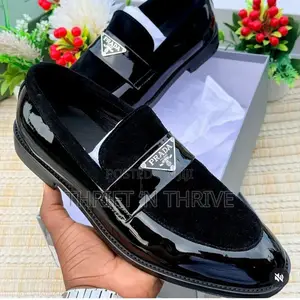 All Black Prada Brushed Leather Triangle Logo Loafer