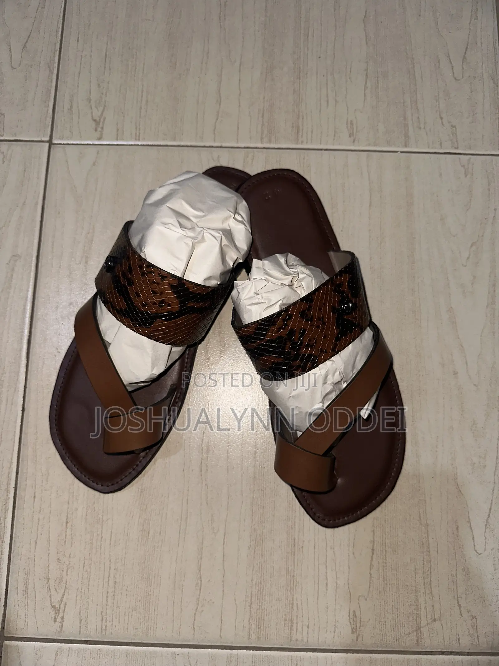 Loght Brown Asymmetrical Style Sandals for Men