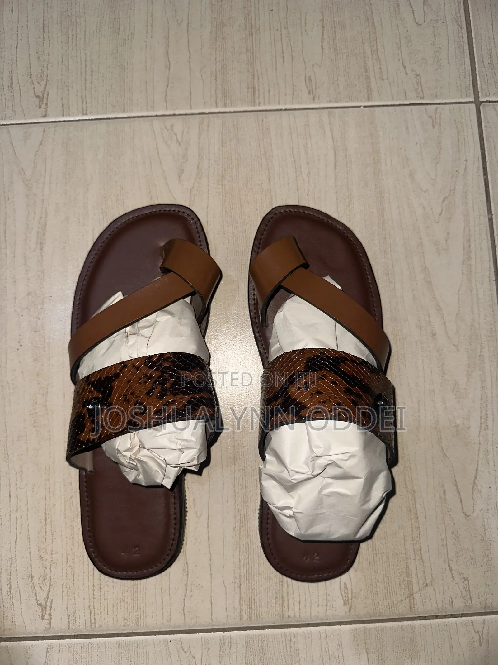 Loght Brown Asymmetrical Style Sandals for Men