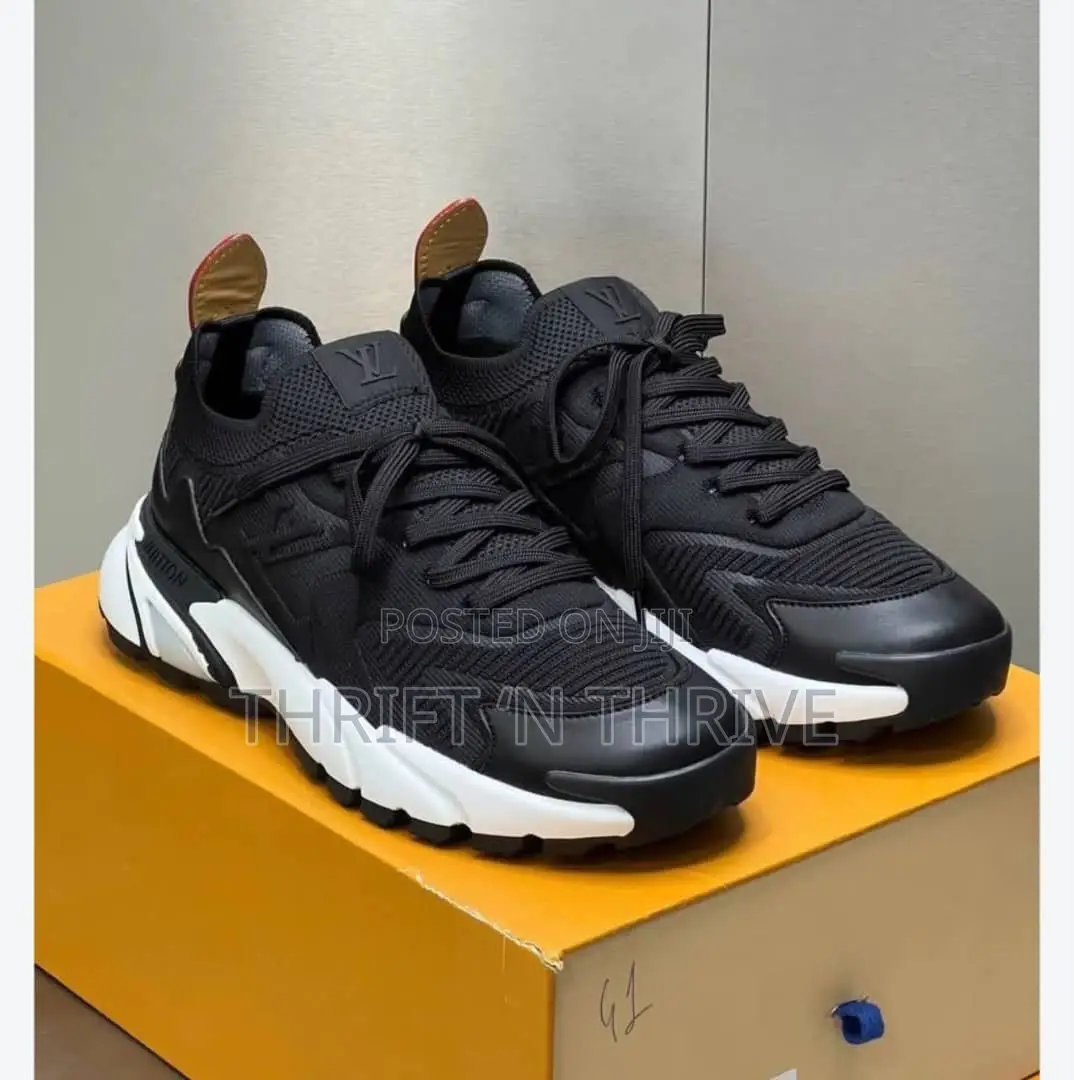 Black and White Louis Vuitton LV Tatic Knit Sneaker