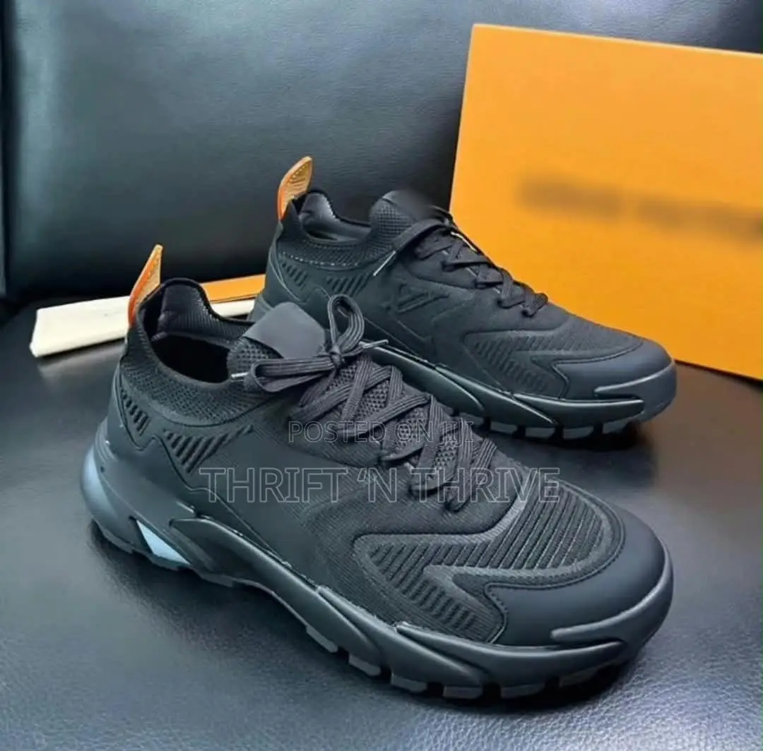 All Black Louis Vuitton LV Tatic Knit Sneaker