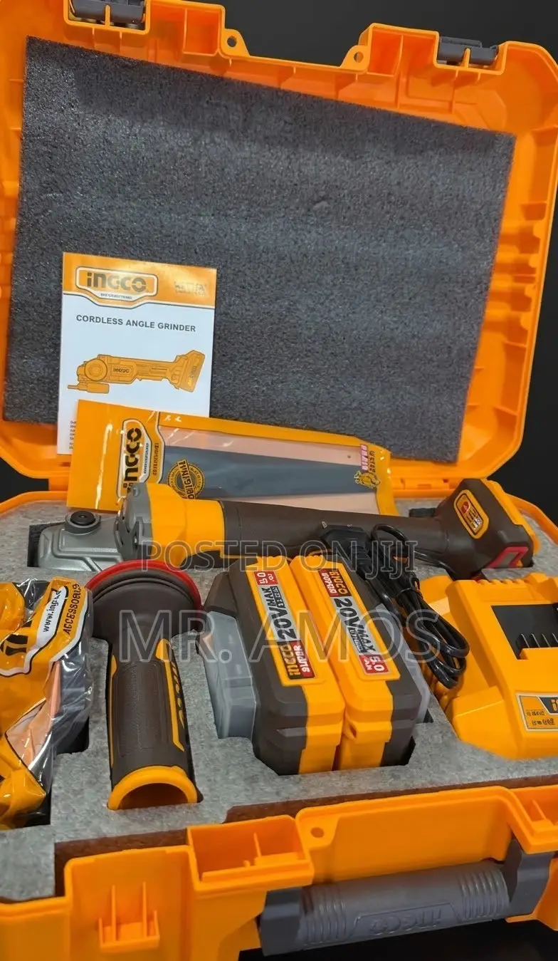 1250W Cordless Angle Grinder +2x5.0 Batteries &10PCs Discs-Cagli235162