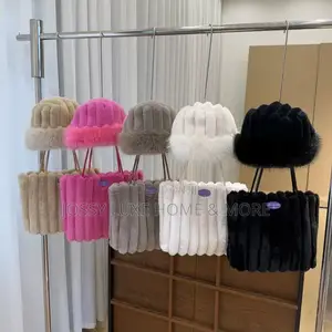 Stylish Ladies Fluffy Tote Bag +Hat