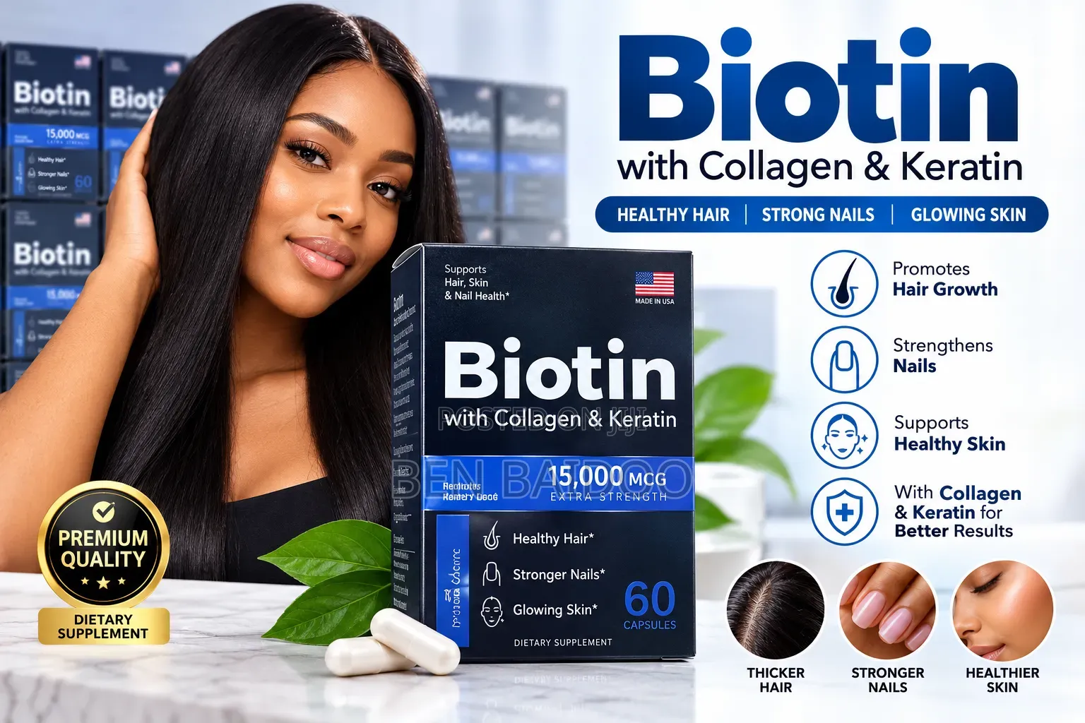 Biotin Supplement. For Hair Growth Beauty