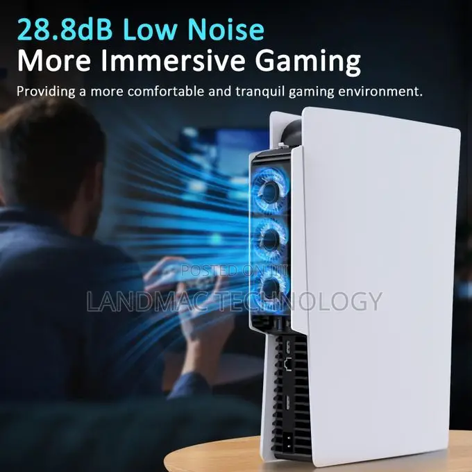 PS5 Cooling System With Temperature Control, USB 3.0 Hub LED Lights.