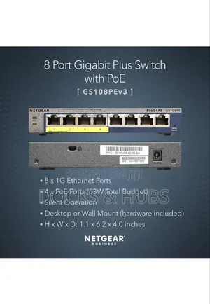 NetGear 8-Port PoE Gigabit Ethernet Plus Switch (GS108PEv3)