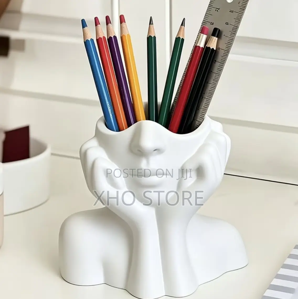 Artistic Face Bust Kitchen Utensil, Brushes, Holder