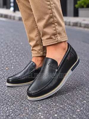 Quality Clark's Men's Black Leather Loafers 39-46
