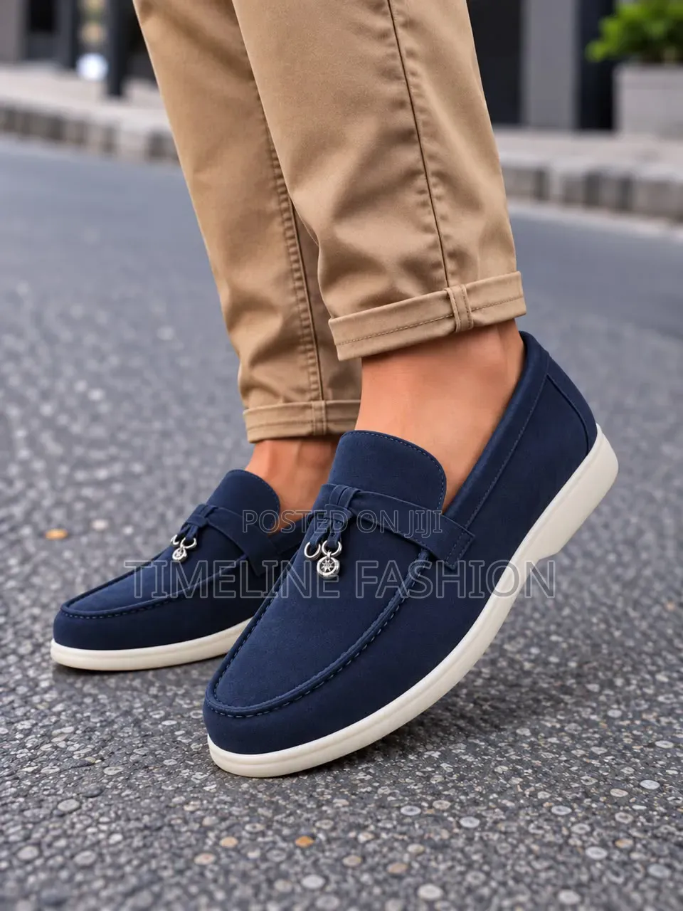 Dark Blue Loro Piana Men's Stylish Easy Wear Shoes