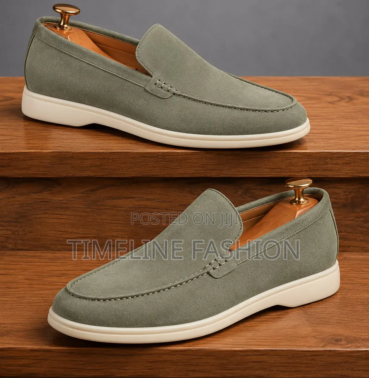 Olive Green Loro Piana Fashionable Men's Suede Shoes