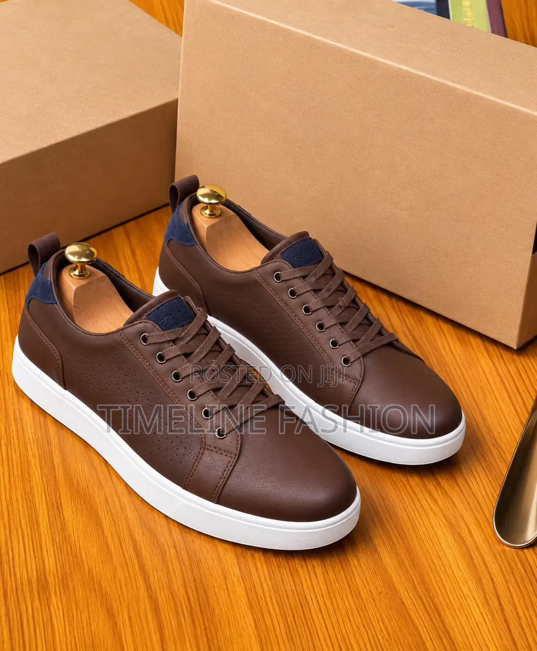 TIMBERLAND Casual Leather Lace Up Sneakers Coffee Brown Colour