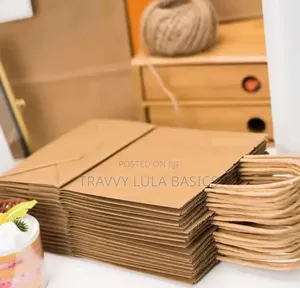 New Kraft Brown Food Bag With Handle-25pcs