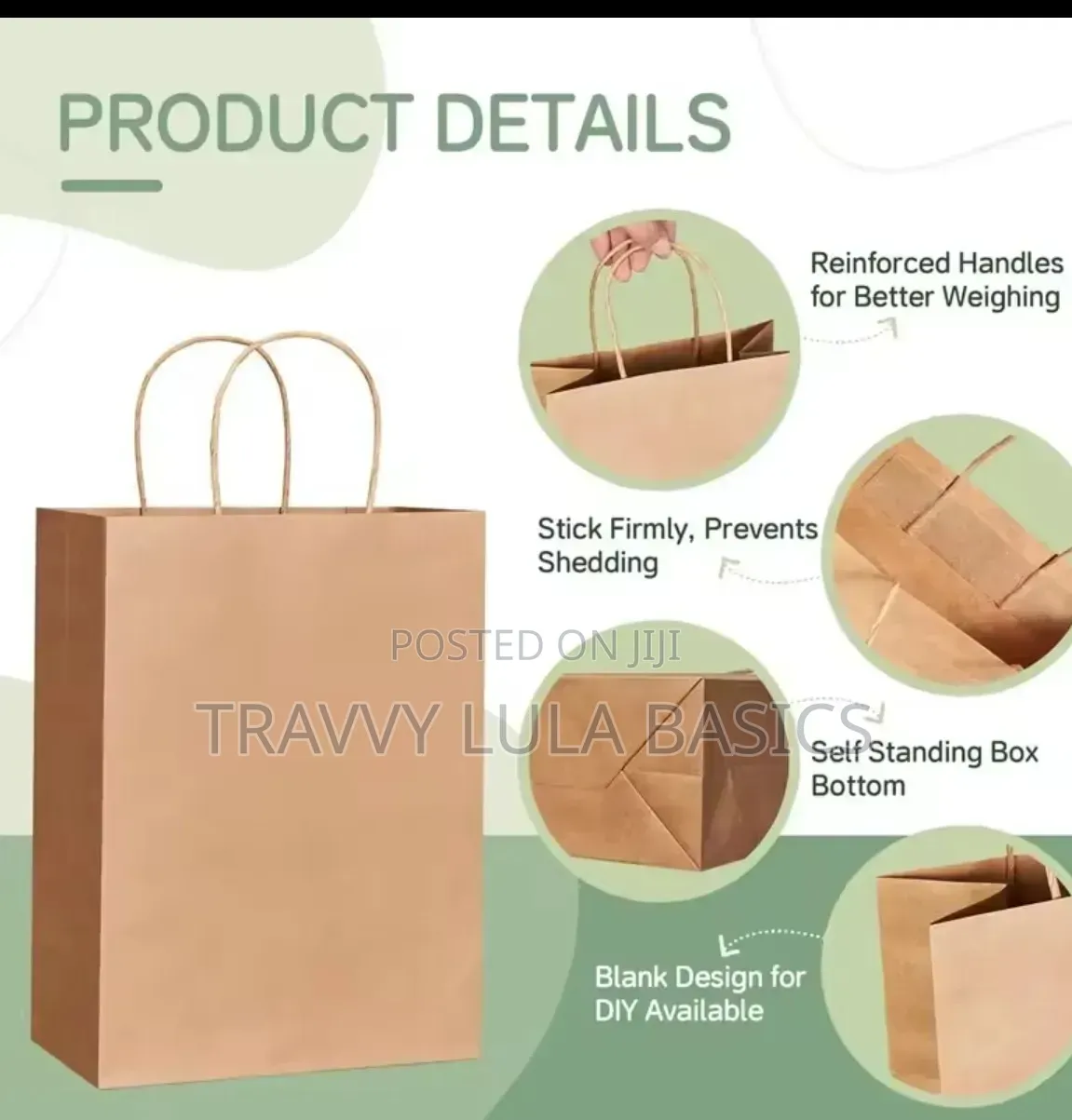 New Kraft Brown Food Bag With Handle-25pcs