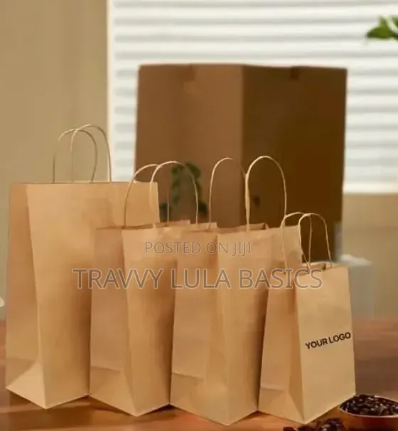 New Kraft Brown Food Bag With Handle-25pcs