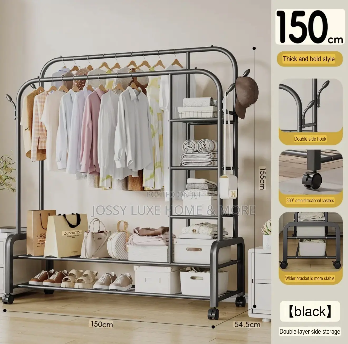 Clothing Hanging Rack With Shelves.