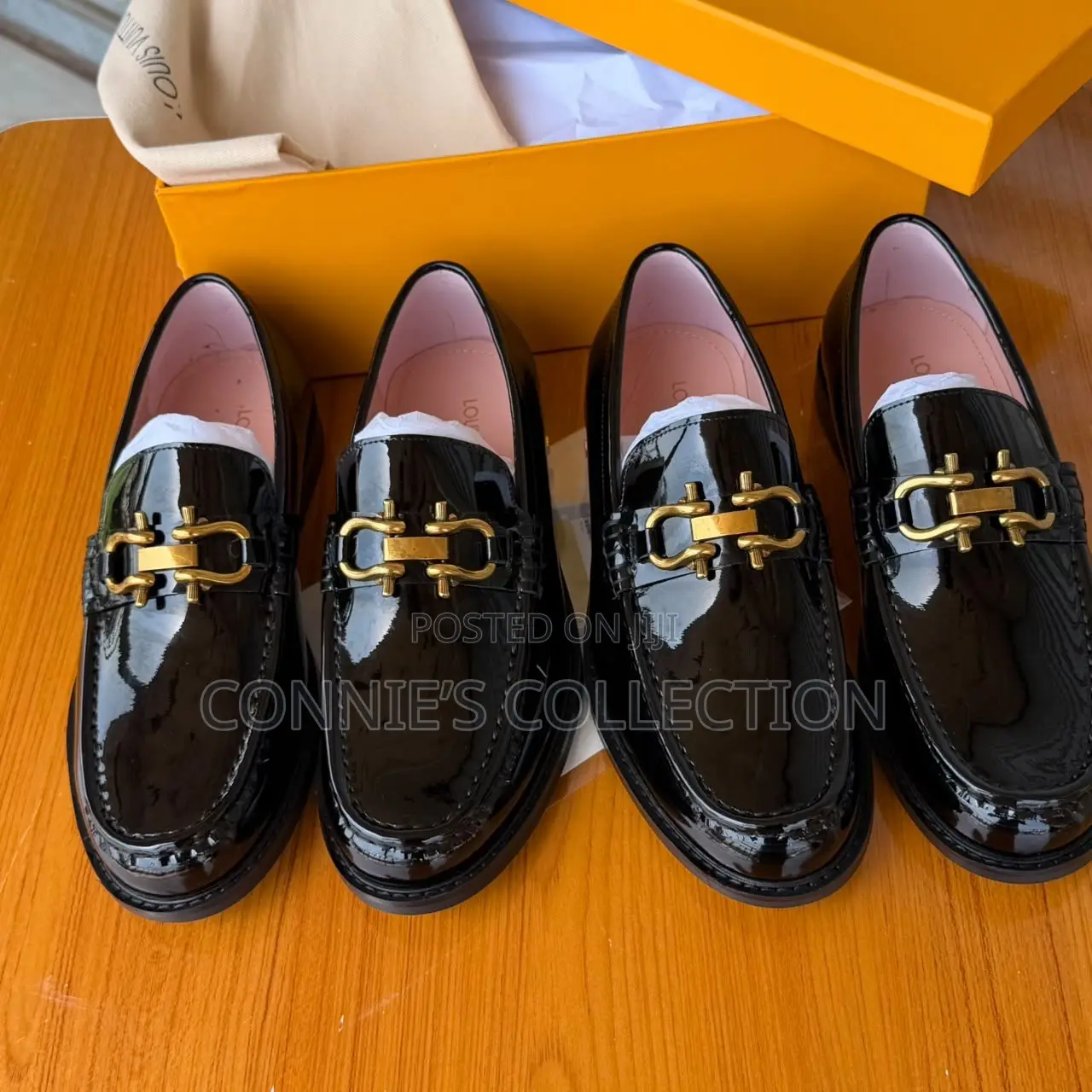 Louis Vuitton Patent Leather Loafers With Gold-Tone