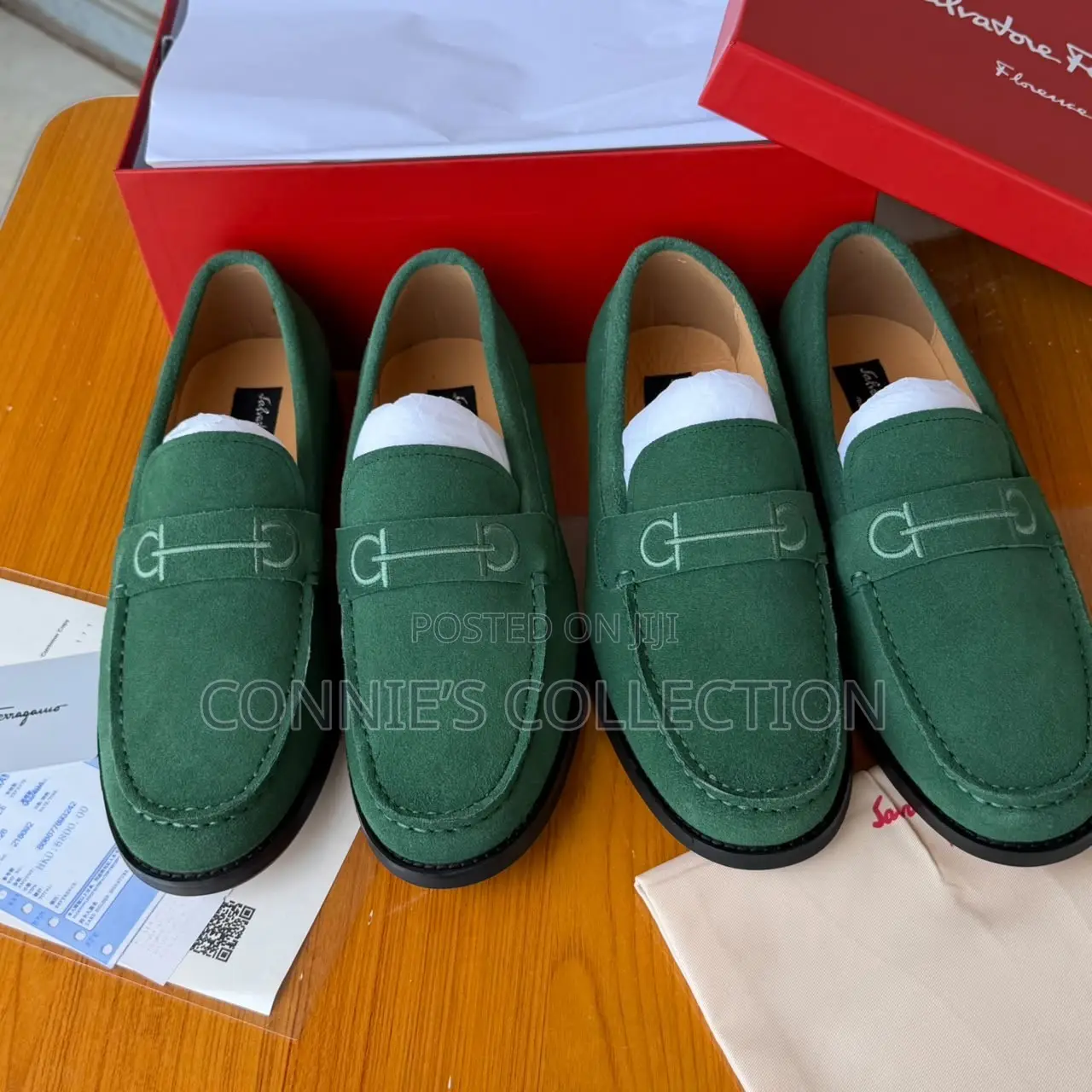 Forest Green Salvatore Ferragamo Suede Penny Loafers