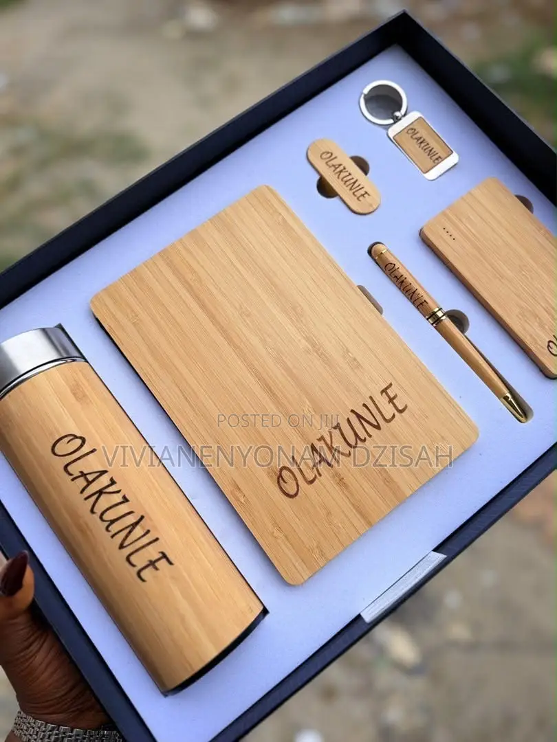 Six in One Bamboo Dairy Set With Branding