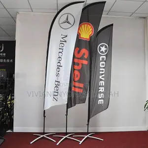 Teardrop and Feather Flag Stand With Branding