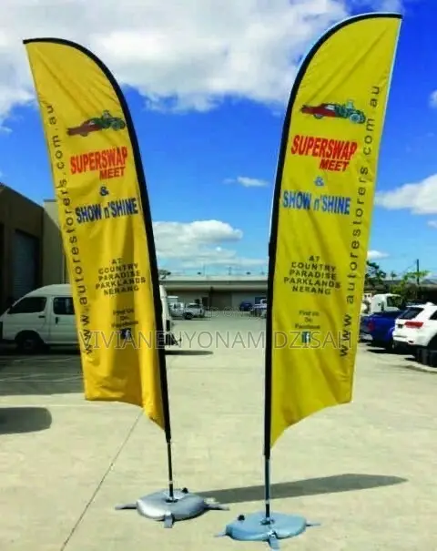 Teardrop and Feather Flag Stand With Branding