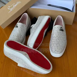 Original Christian Louboutin White Rhinestone Slip On