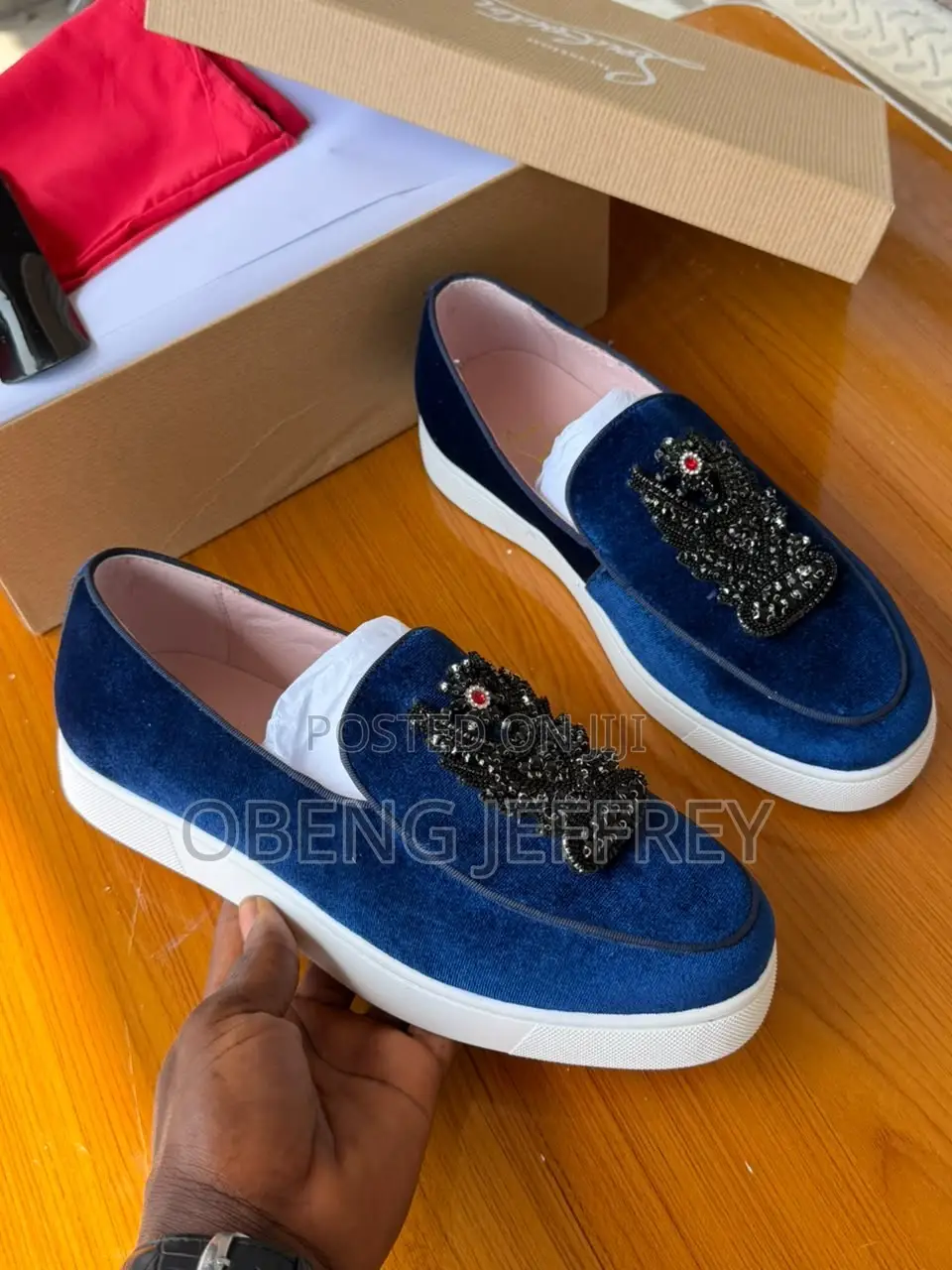 Original Christian Louboutin Casual Slip-on Blue Loafer