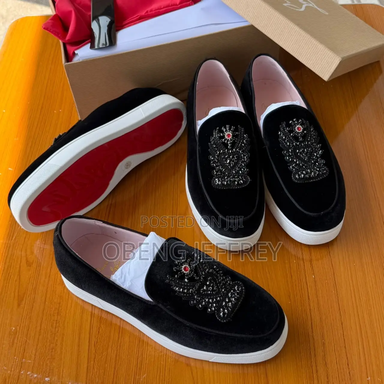 Original Christian Louboutin Black Velvet Loafer