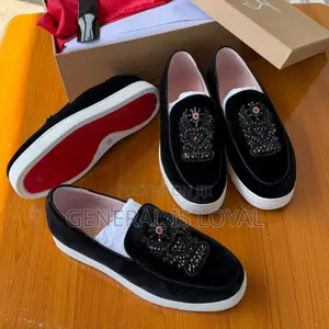 Black Velvet Slip-on Shoes With Embellished Crystal Detailing on Vamp