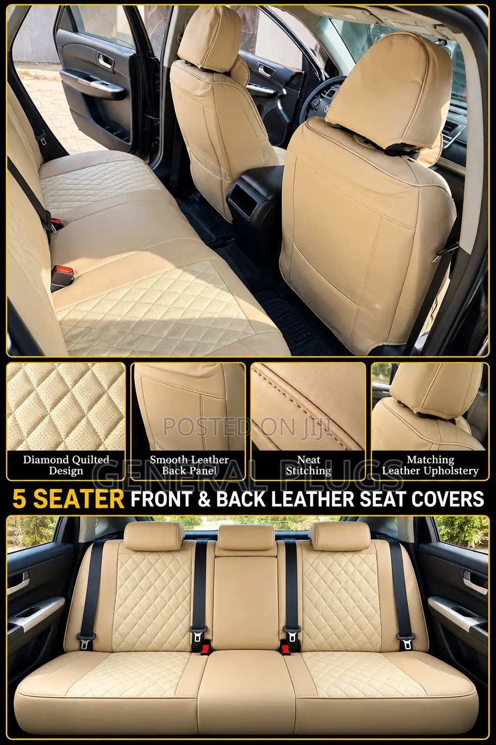 Order Your Genuine Leather 5 Seater Front & Back Car Seat Covers Today