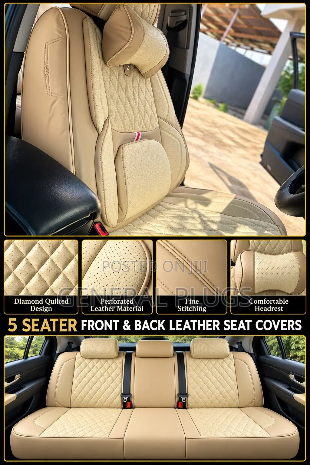 Modern Attractive 5 Seater Genuine Leather Front & Back Car Seat Cover