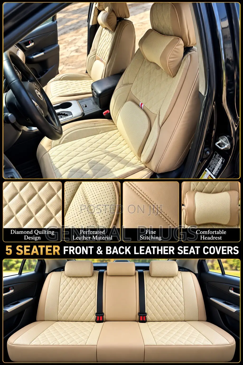 Give Your Vehicle a Distinctive Luxury;Genuine Leather 5 Seater Covers