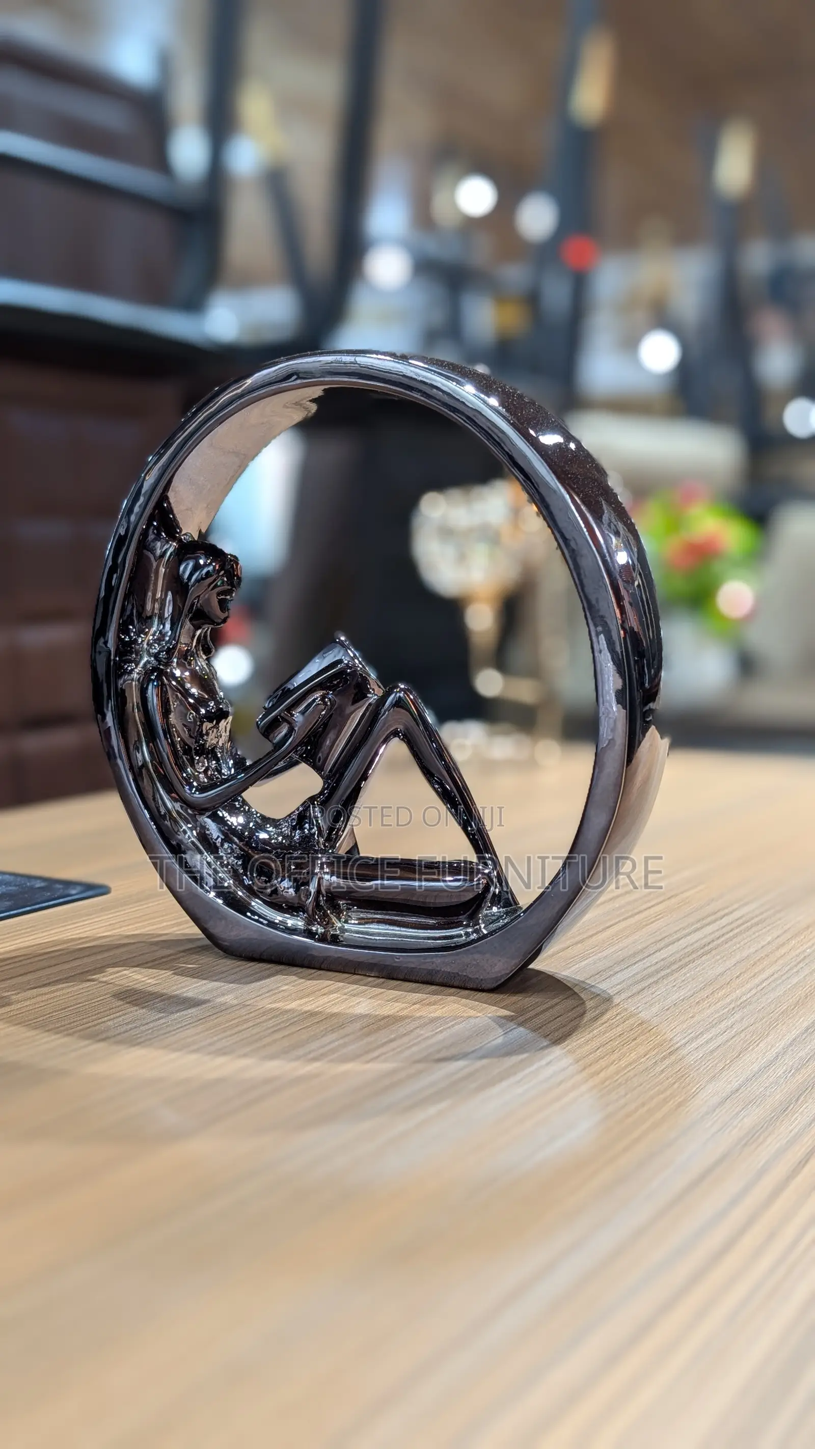 Modern Silver Reading Lady Sculpture