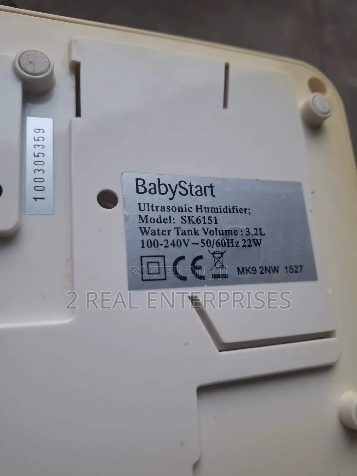 BabyStart Ultrasonic Cool Mist Humidifier 3.2 Liter Tank Model SK6151