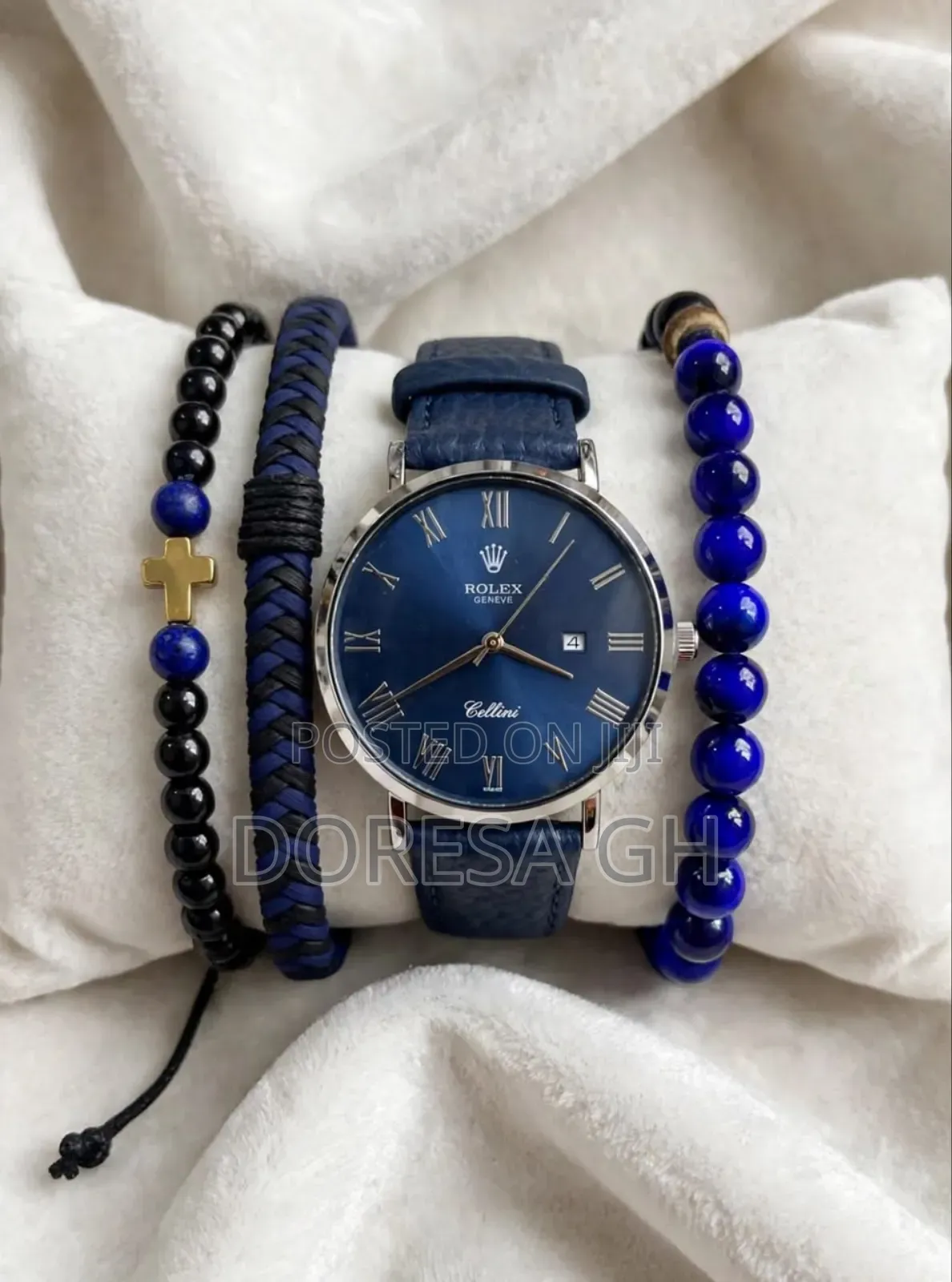 Men’s Leather Watch and Bracelet Set | Stylish Watch Gift Set for Men