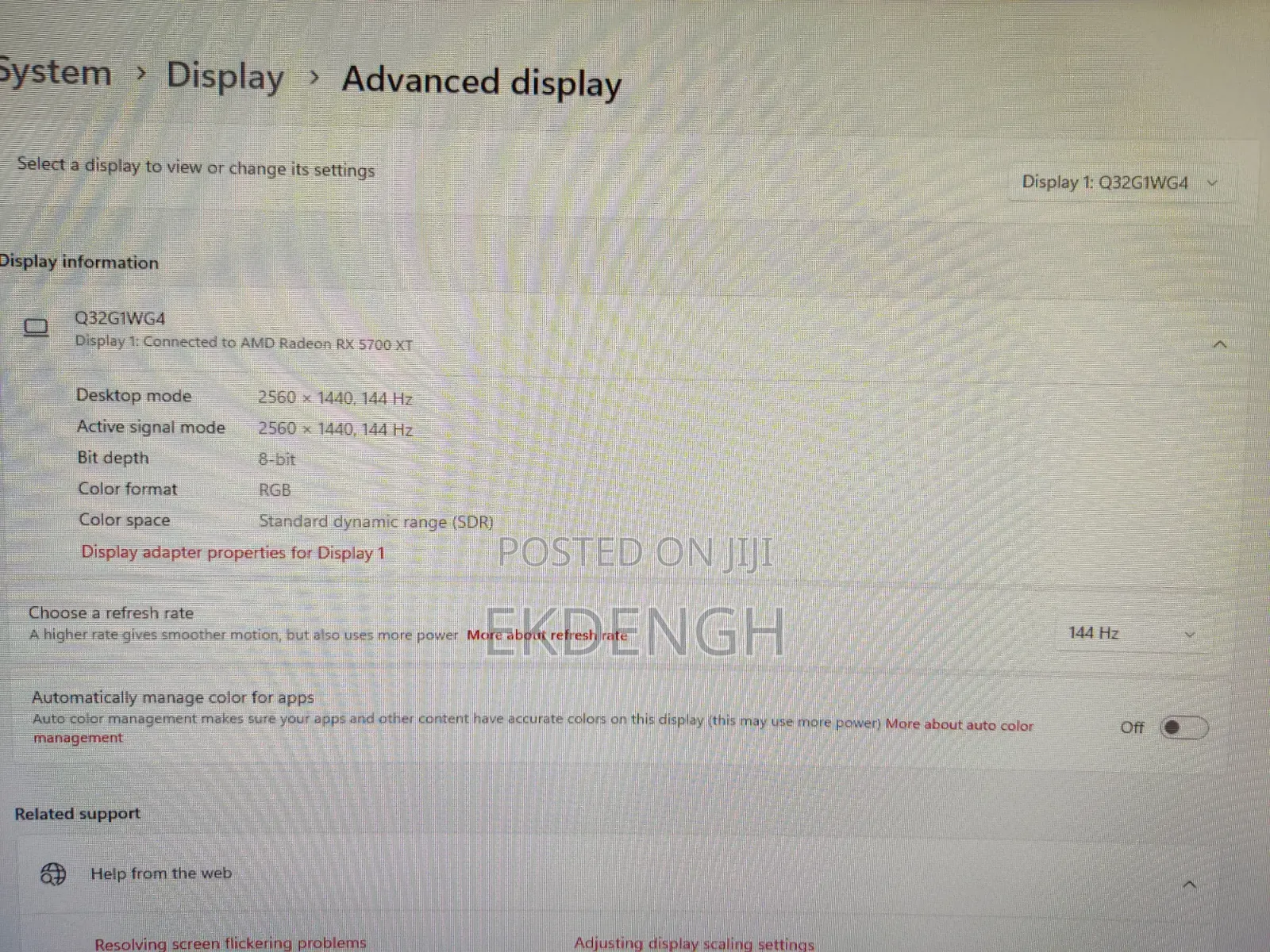 AOC CQ32G1 31.5" Curved 2560×1440 Resolution 144Hz