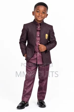 Quality 2-Piece Political Boys Children Suit Available in Burgundy
