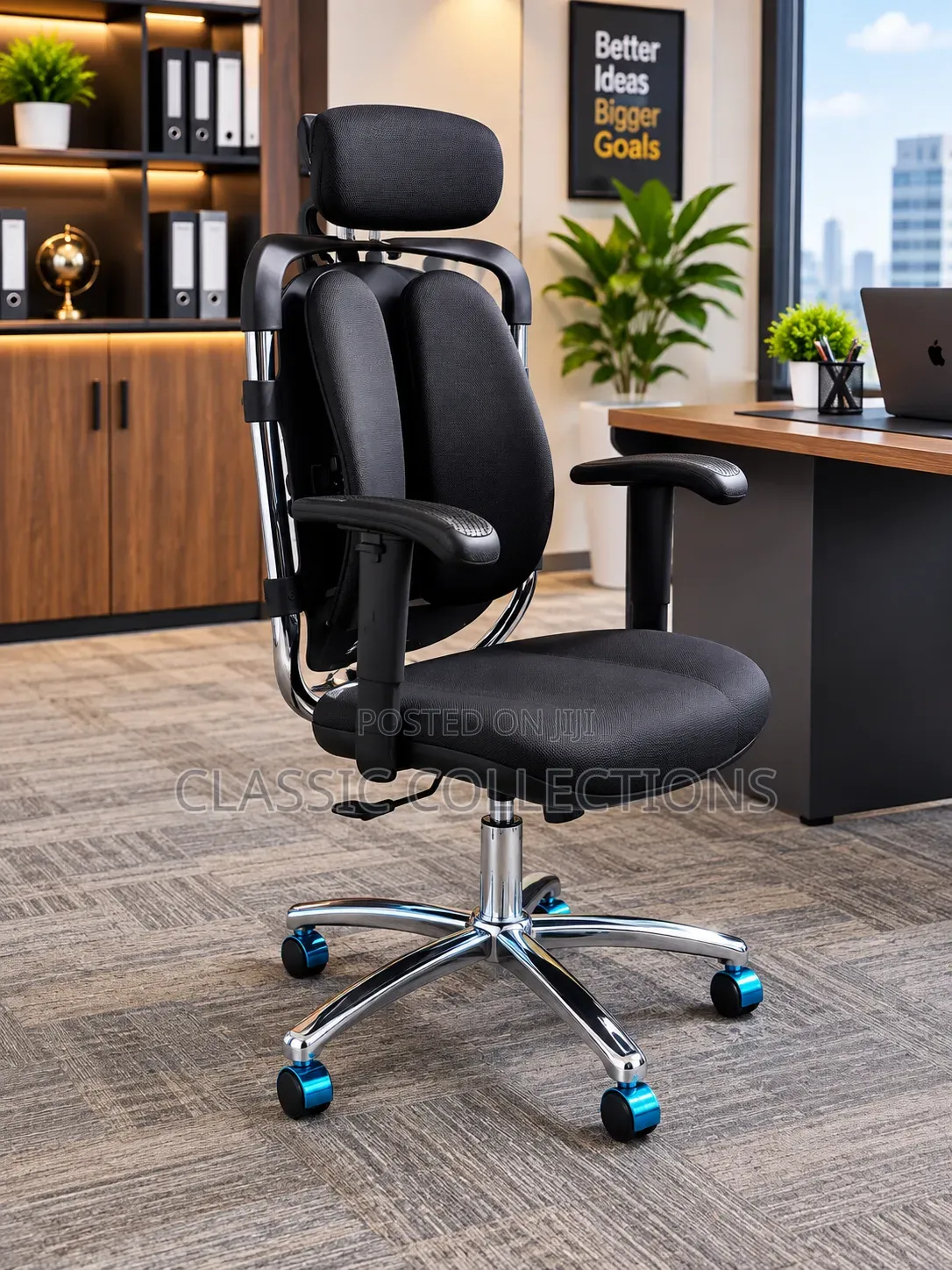 Orthopedic Office Chair- Headrest and Adjustable Lumbar Support Chair