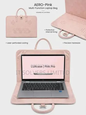 14-Inch Pink Perforated Laptop Handbag With Carry Handles
