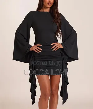 Black Long-Sleeve Mini Dress